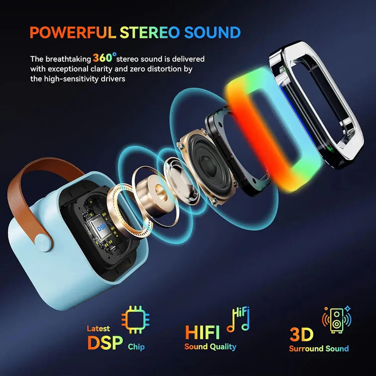 Kids Blue Bluetooth Karaoke Speaker with Wireless Microphone