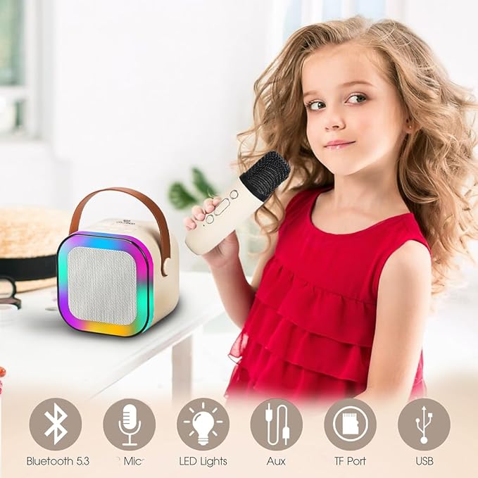 Kids Blue Bluetooth Karaoke Speaker with Wireless Microphone