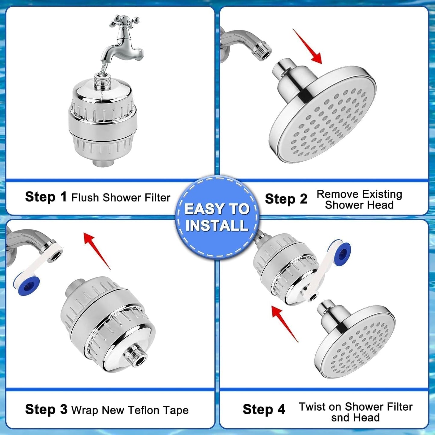 Water Softener for Bathroom - For Shower & Tap With 20-Stage Filtration