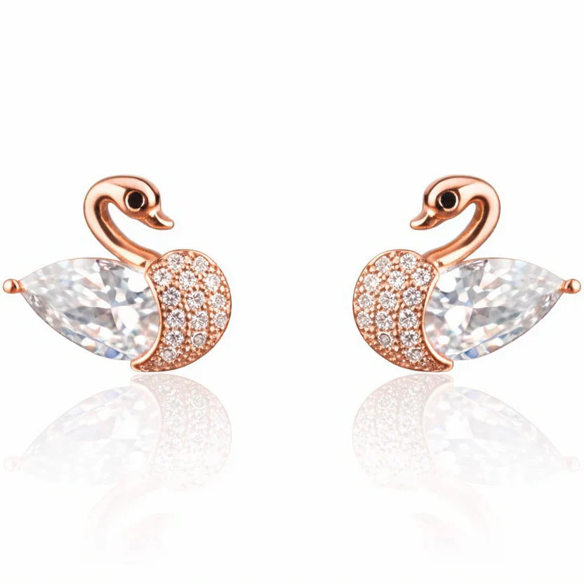 Royal Swan Crystal Stud Earrings
