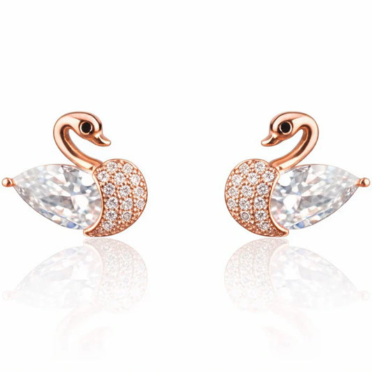 Royal Swan Crystal Stud Earrings