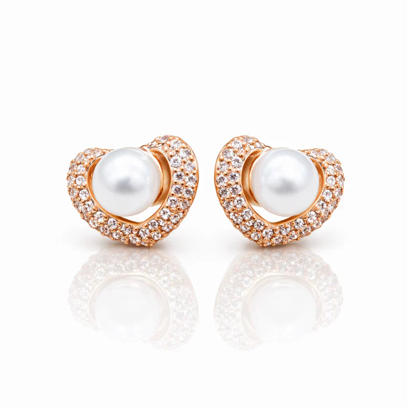 Pearl Heart Spark Stud Earrings
