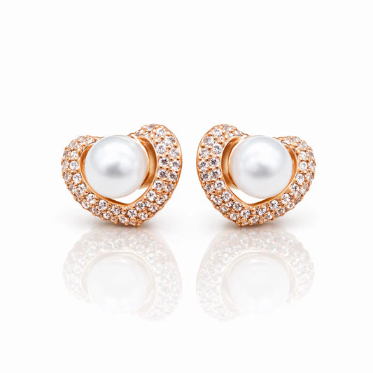 Pearl Heart Spark Stud Earrings