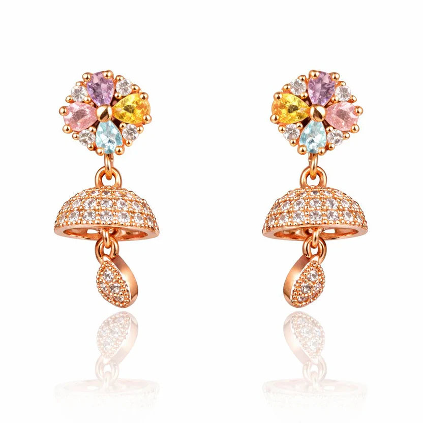 Pastel Bloom CZ Jhumki Earrings