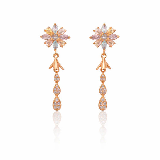 Blush Bloom CZ Dangler Earrings