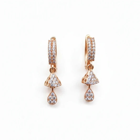 Rose Gold CZ Teardrop Hoop Earrings