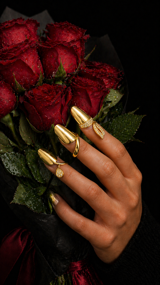 Chrome Elegance Open Nail Ring Set of 3 (Adjustable)