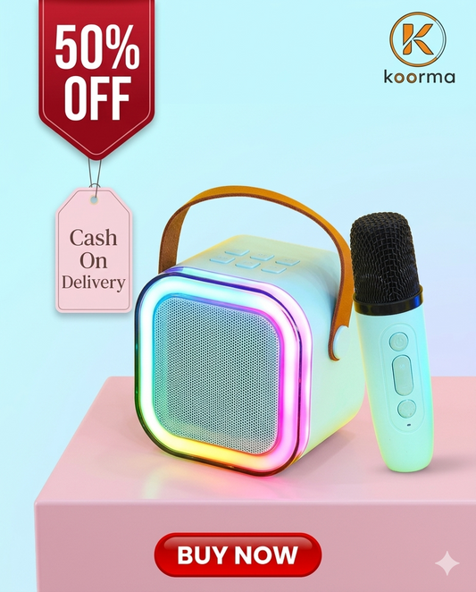 Kids Blue Bluetooth Karaoke Speaker with Wireless Microphone