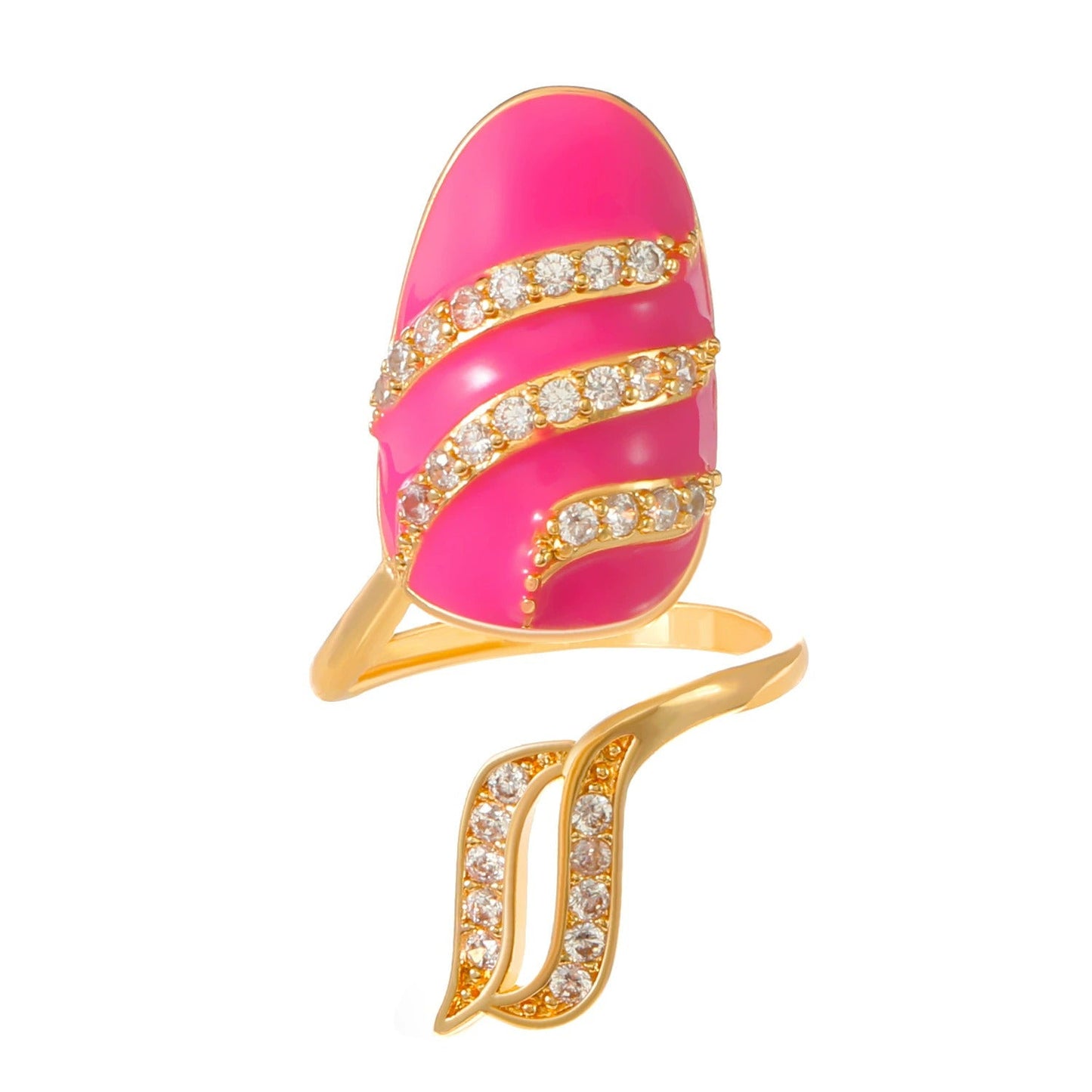Open CZ Pink Nail Ring Set of 3 (Adjustable)