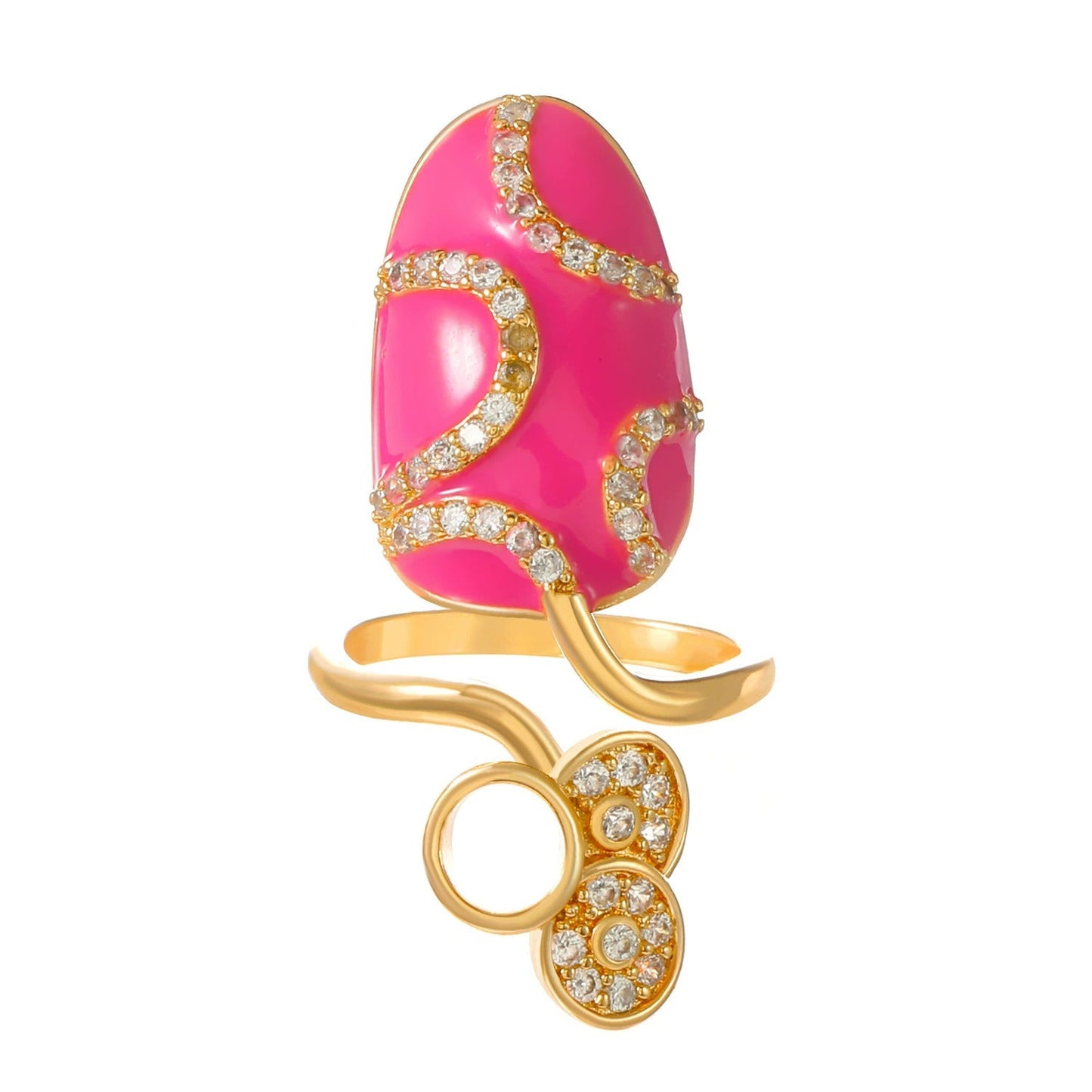 Open CZ Pink Nail Ring Set of 3 (Adjustable)
