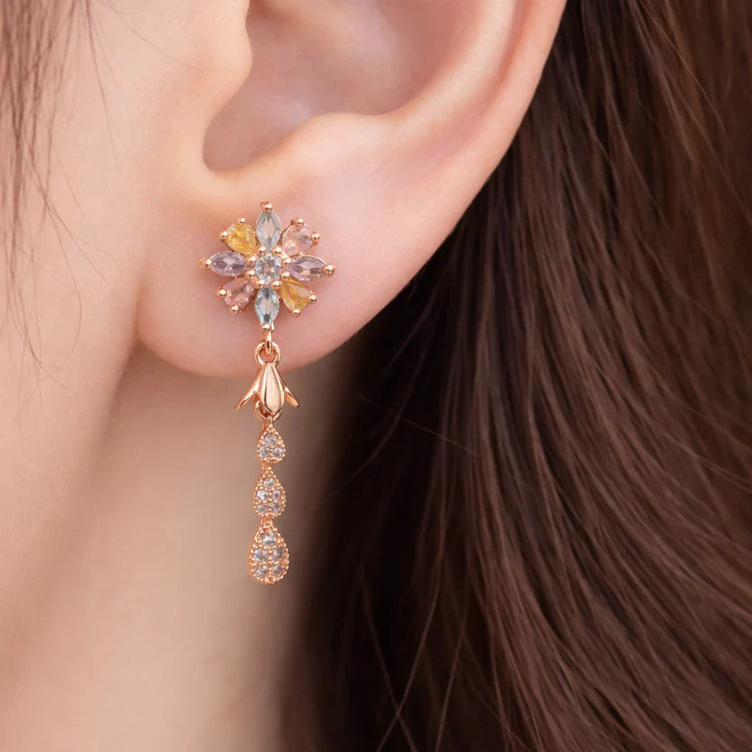 Blush Bloom CZ Dangler Earrings