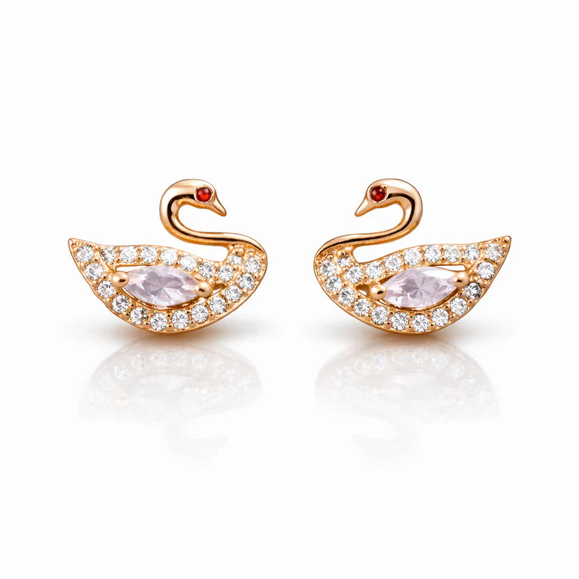 Blush Swan CZ Stud Earrings