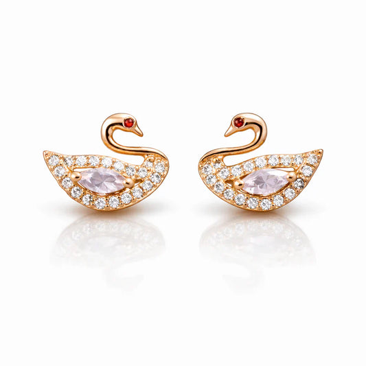 Blush Swan CZ Stud Earrings